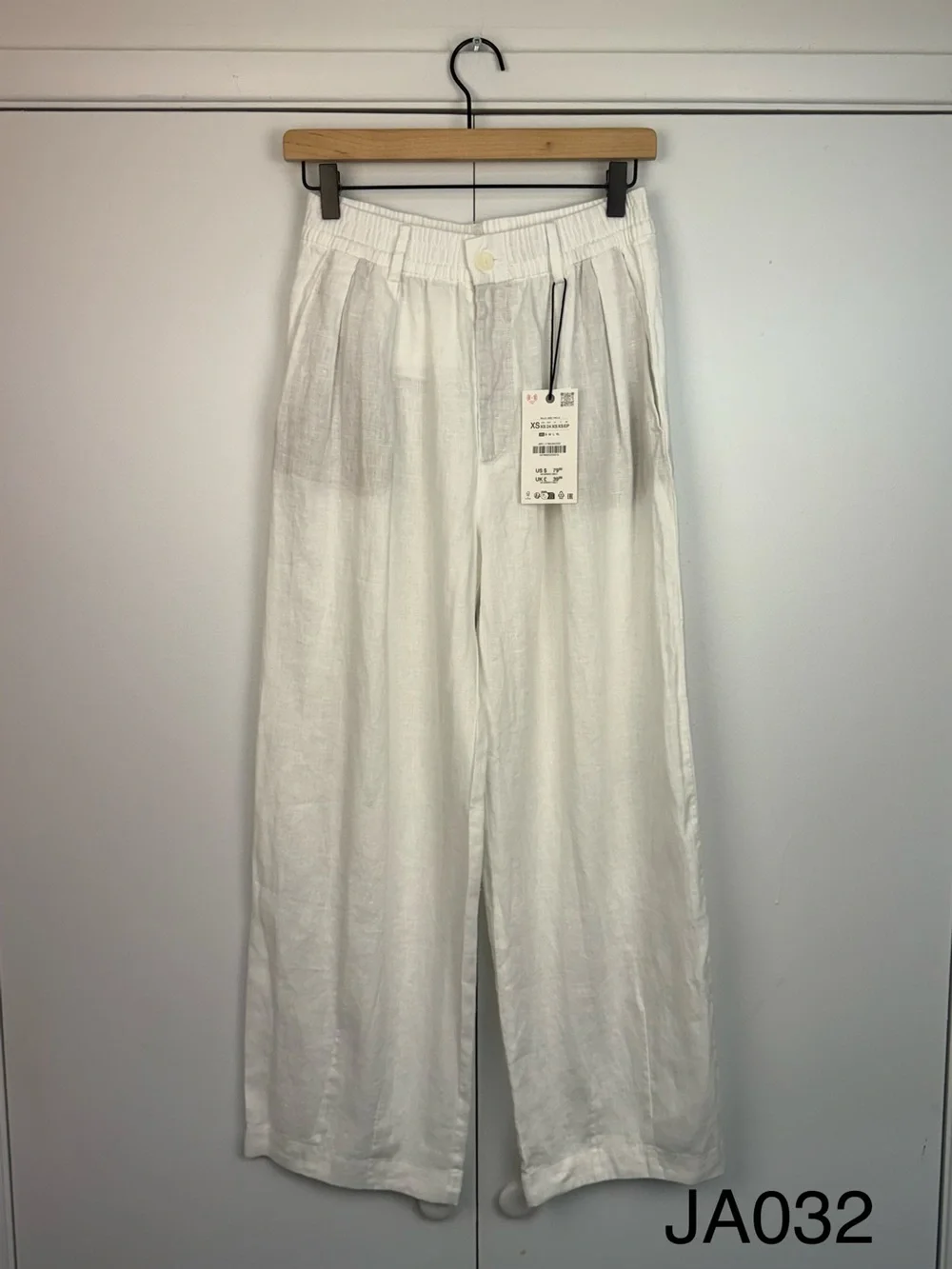 Zara ZW Collection White 100% Linen Pleated Pants XS NWT